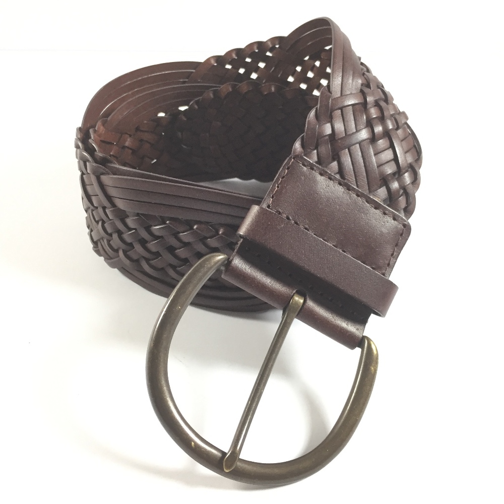 Brown Woven Womens Belt Medium Buckle Bonded